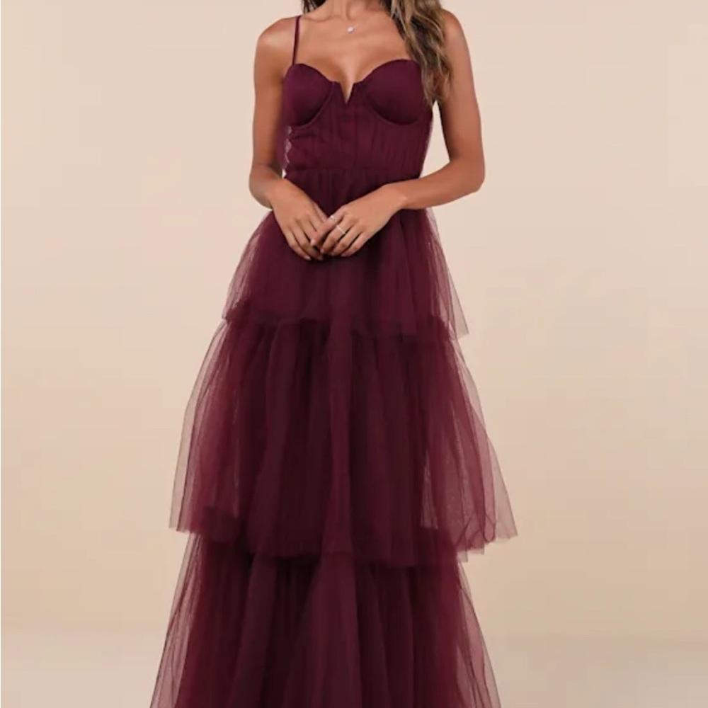 Lulu's Red Maxi Gown Sweetheart Neckline Prom